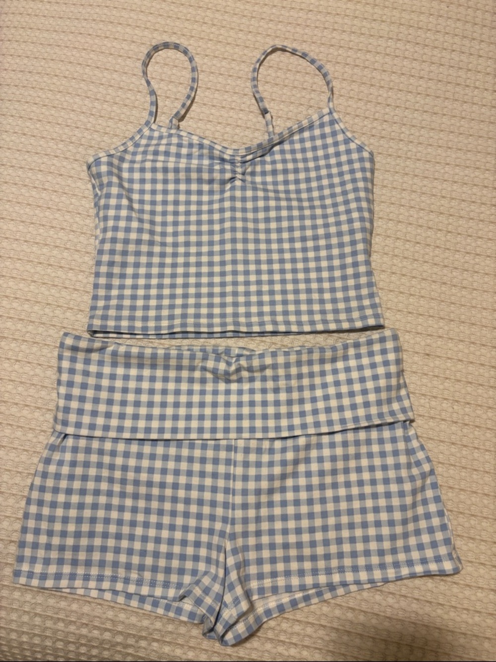 Urban Outfitters Blue Gingham Cami & Short Sleep Set